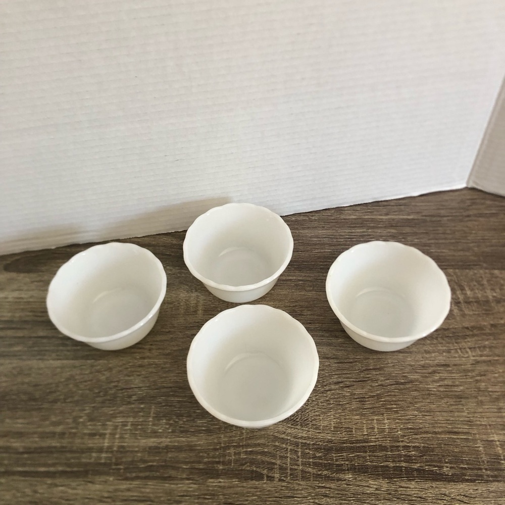 Vtg Fire King Milk Glass Custard Bowls